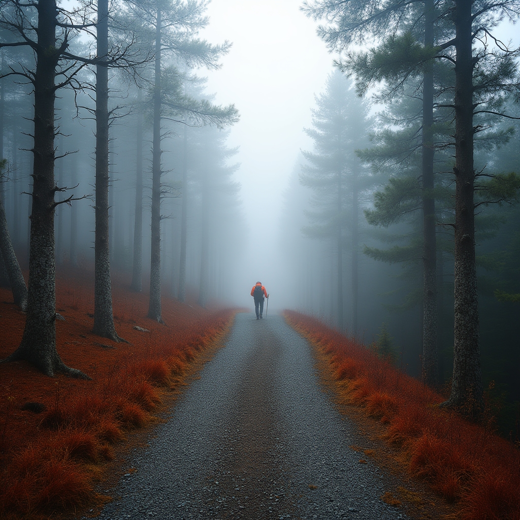 Herbstlicher Aufstieg zum Brocken im Harz mit Nebelstimmung