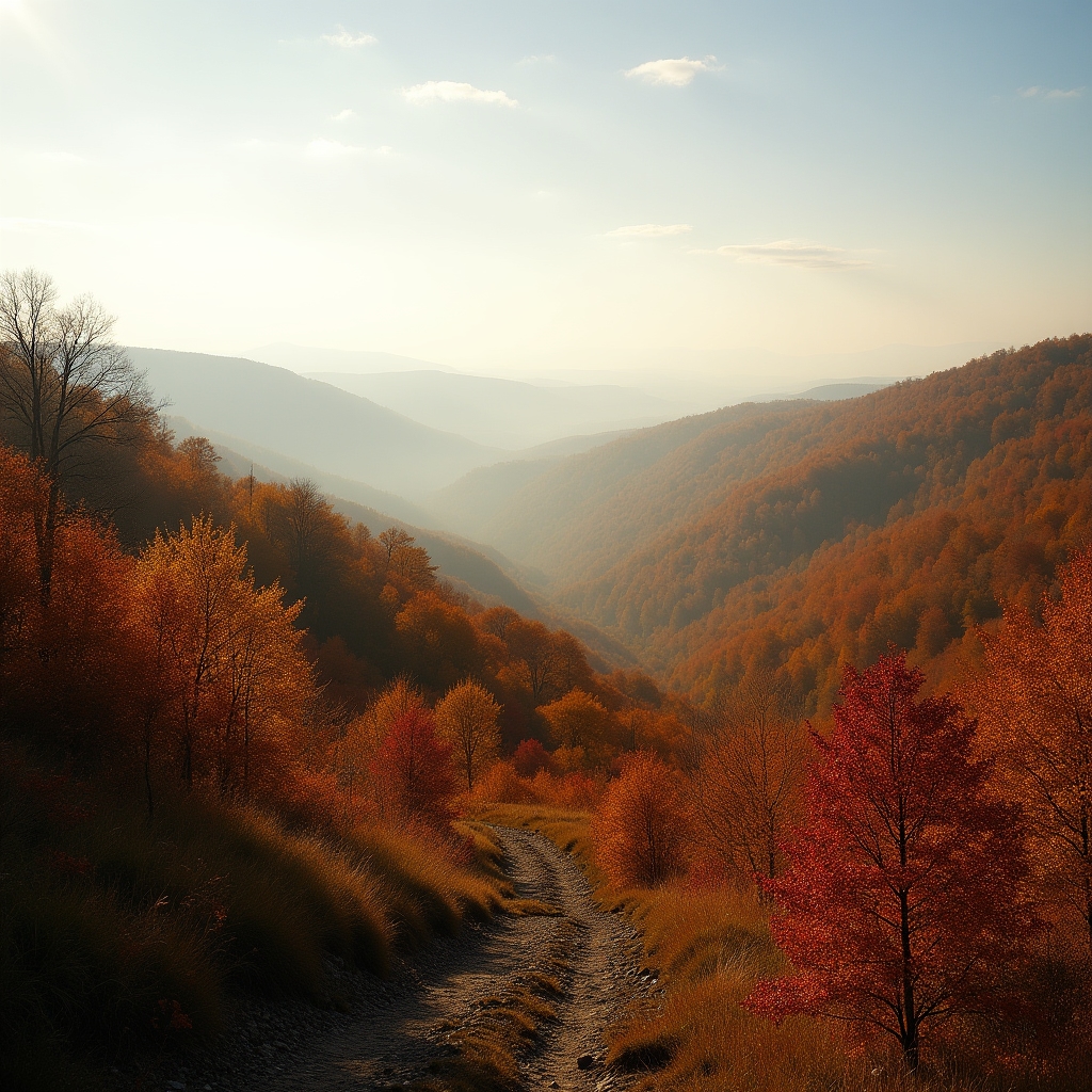 Herbstlicher Taunus mit buntem Laubwald und weitem Panoramablick