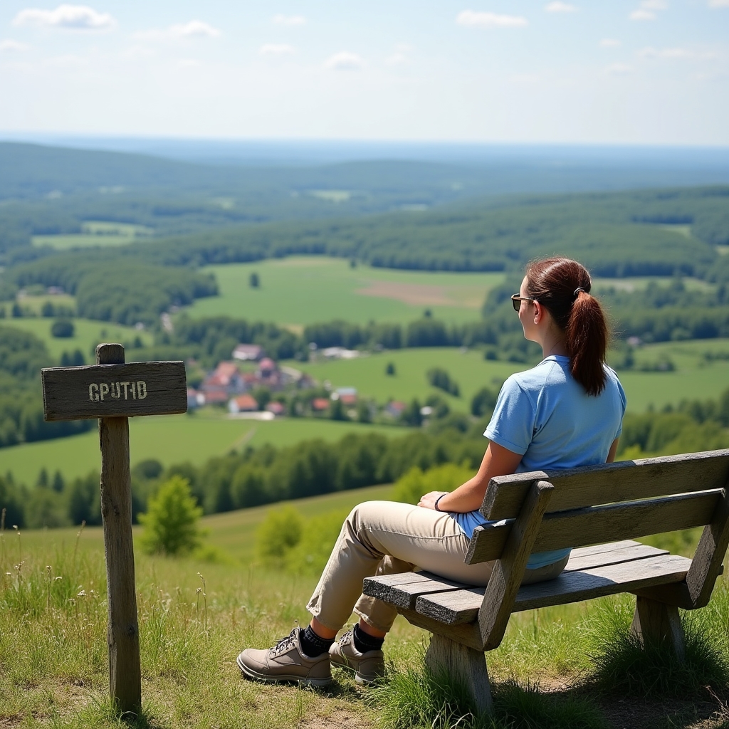 Weiter Ausblick vom Westerwald über sanfte Hügellandschaft im Frühling